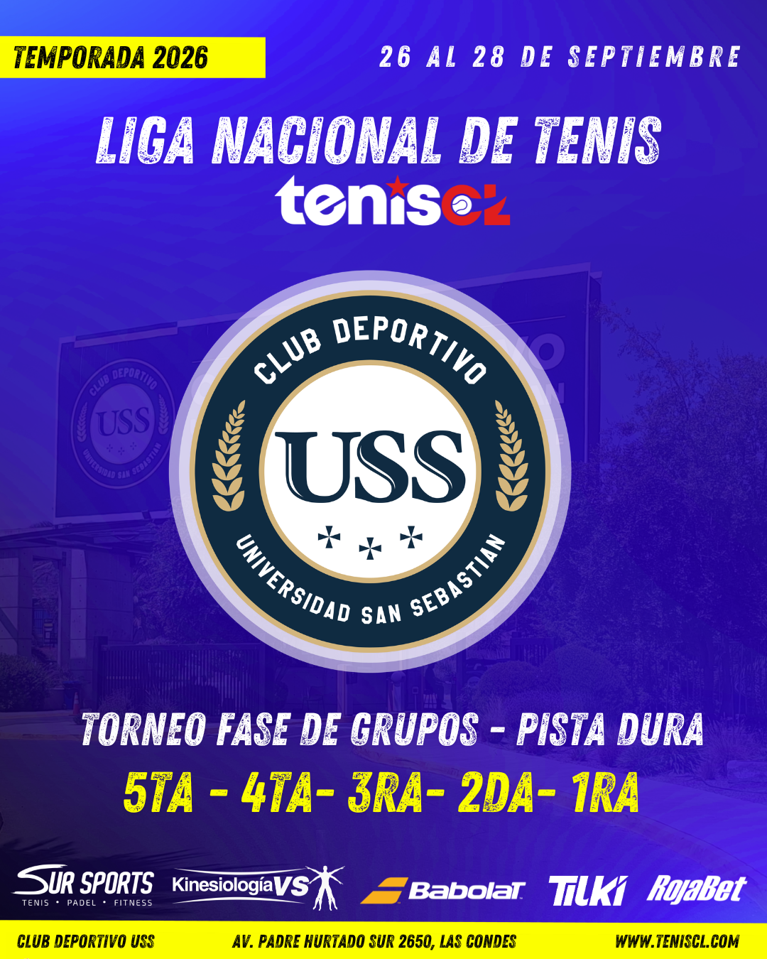 FASE DE GRUPOS | 26 AL 28 DE SEPTIEMBRE | CLUB DEPORTIVO USS - PISTA DURA